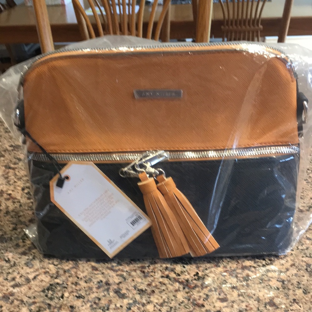Amy Miller Tan and Black Crossbody Bag